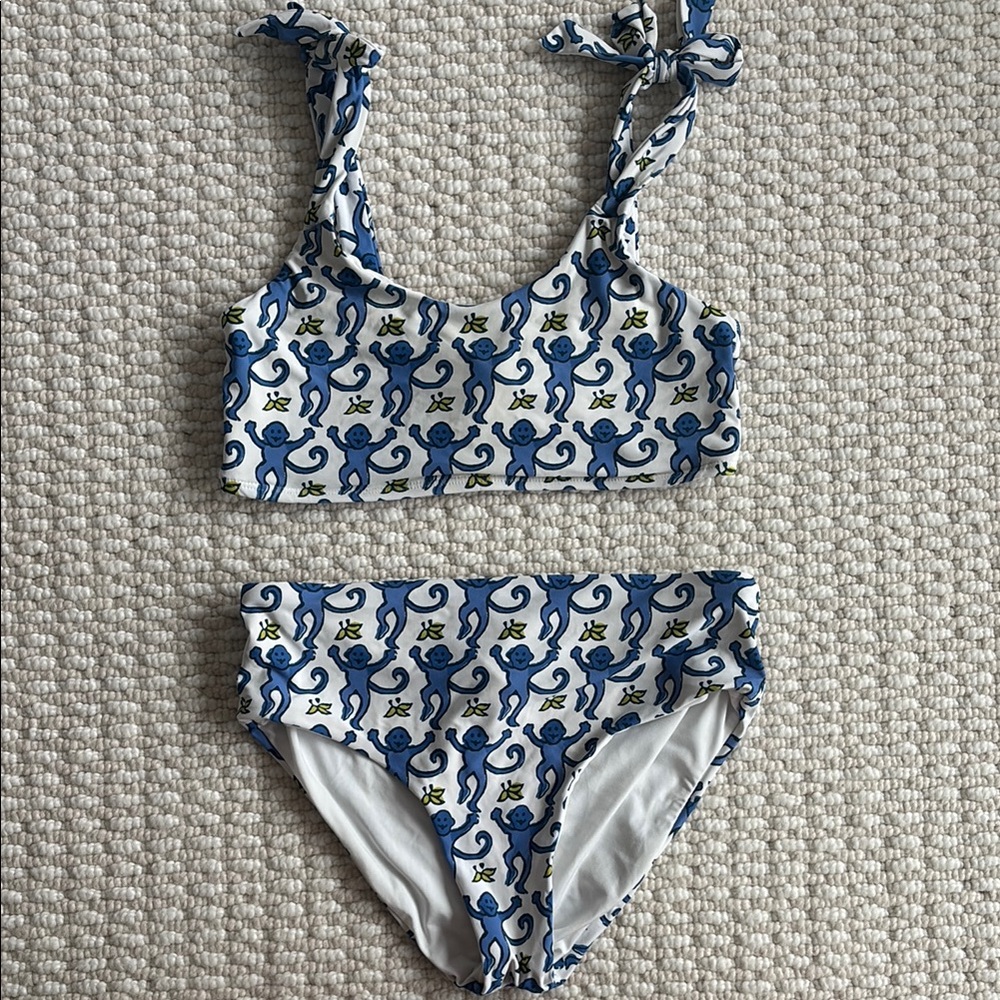 Roller Rabbit Blue and White Monkey Bikini Set